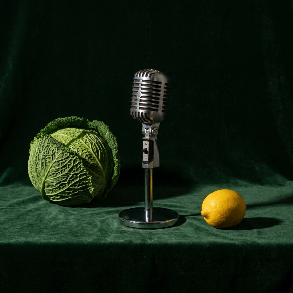Nature morte : micro vintage, chou et citron